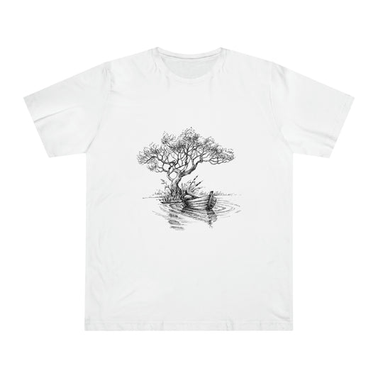 Boat on water under the tree T-Shirt